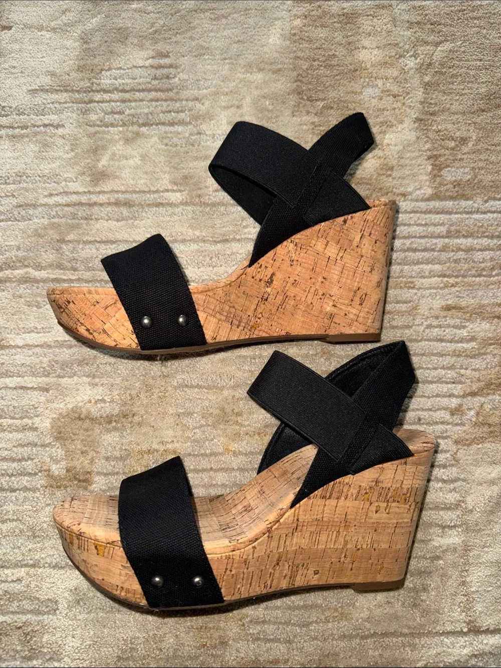 Black Cork Wedge Sandals Lucky Brand